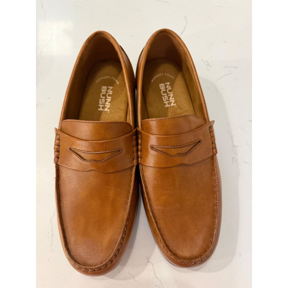 Nunn Bush Mens 11XW Penny Loafers Tan Cognac Memory Foam Slip On Shoes 84486-221